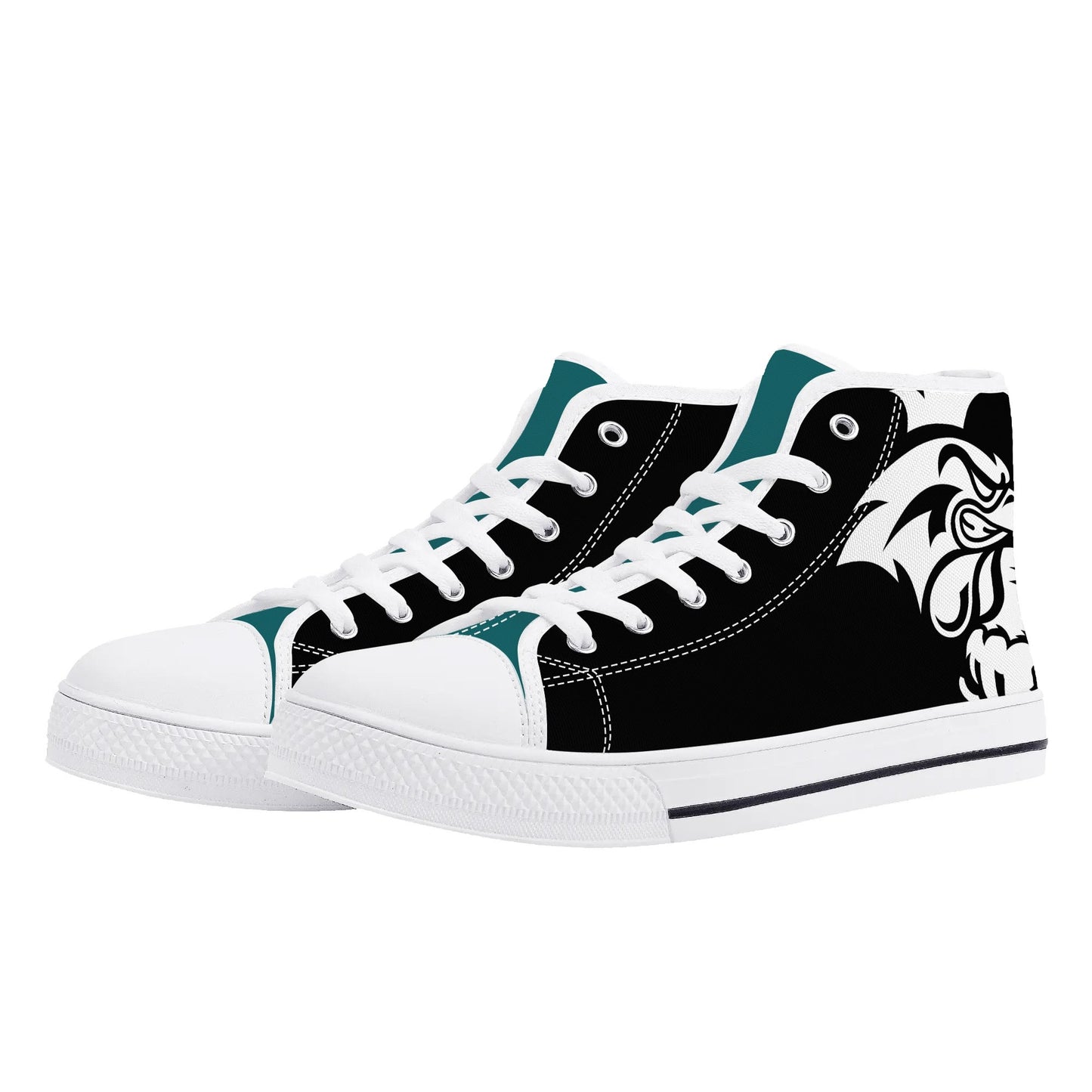 Coastal Carolina Chanticleers - BLACK - Mens High Top Canvas Shoes -  Teal  Tongue