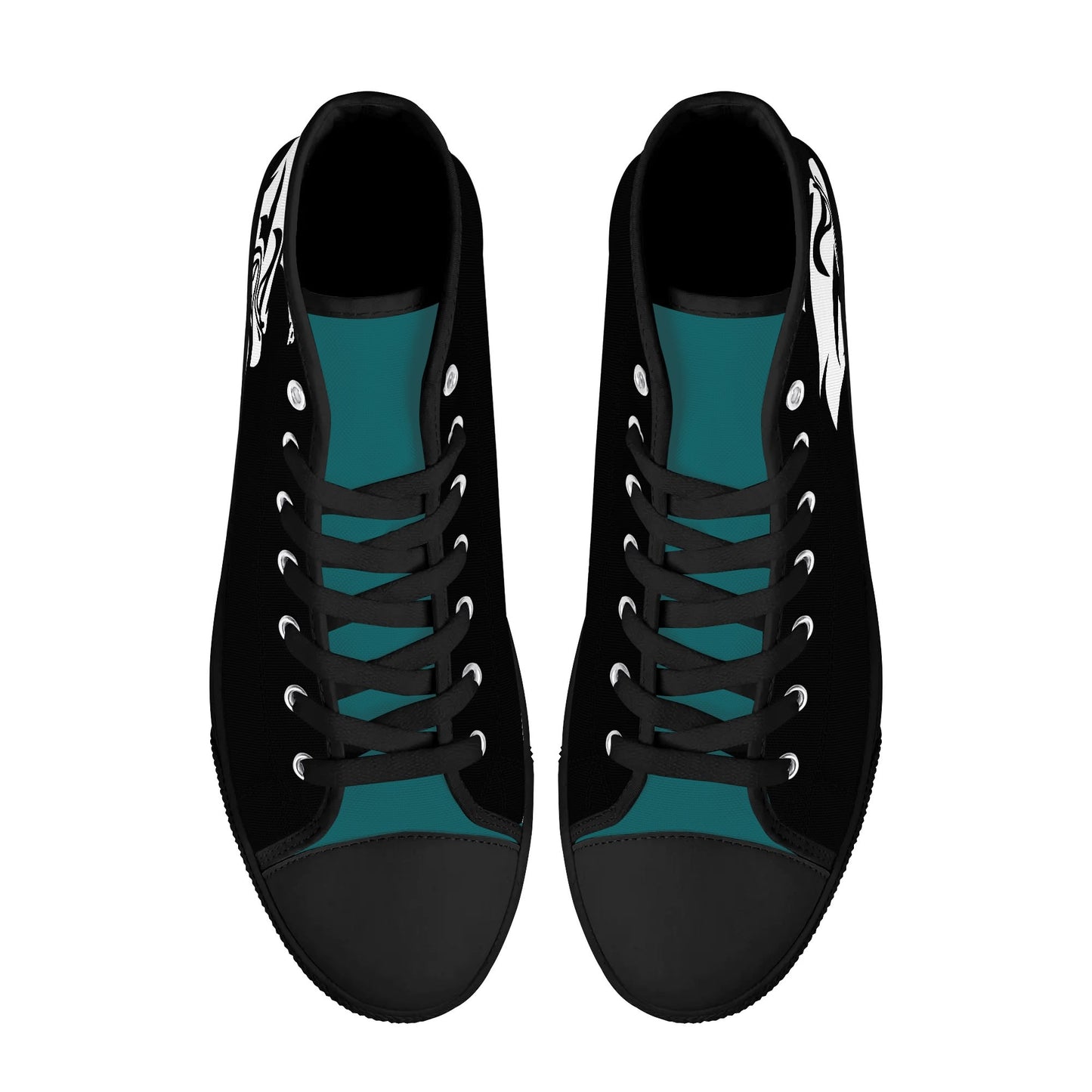 Coastal Carolina Chanticleers - BLACK - Mens High Top Canvas Shoes -  Teal  Tongue