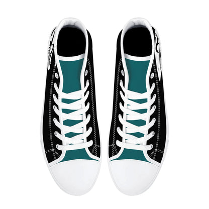 Coastal Carolina Chanticleers - BLACK - Mens High Top Canvas Shoes -  Teal  Tongue