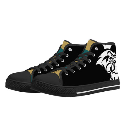 Coastal Carolina Chanticleers - BLACK - Mens High Top Canvas Shoes - Checkered Tongue