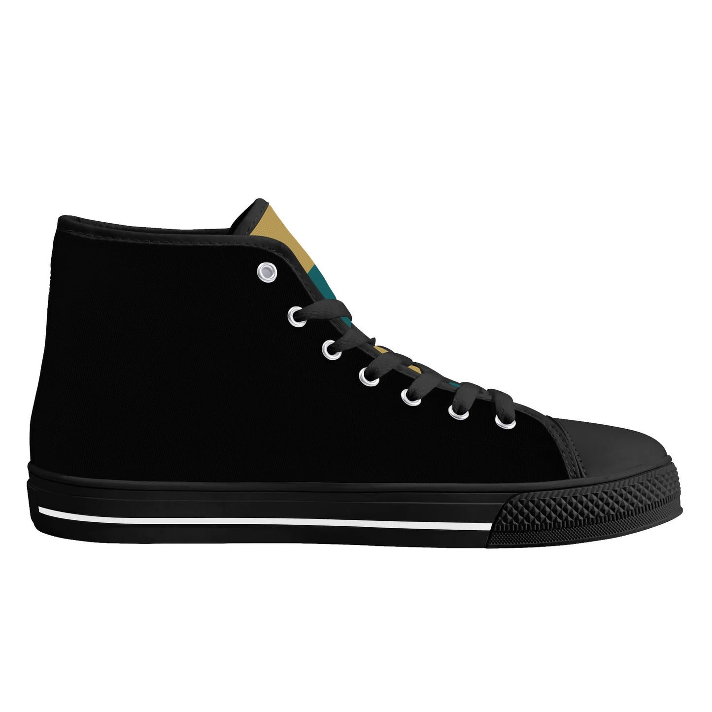 Coastal Carolina Chanticleers - BLACK - Mens High Top Canvas Shoes - Checkered Tongue