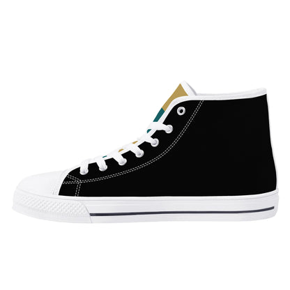 Coastal Carolina Chanticleers - BLACK - Mens High Top Canvas Shoes - Checkered Tongue