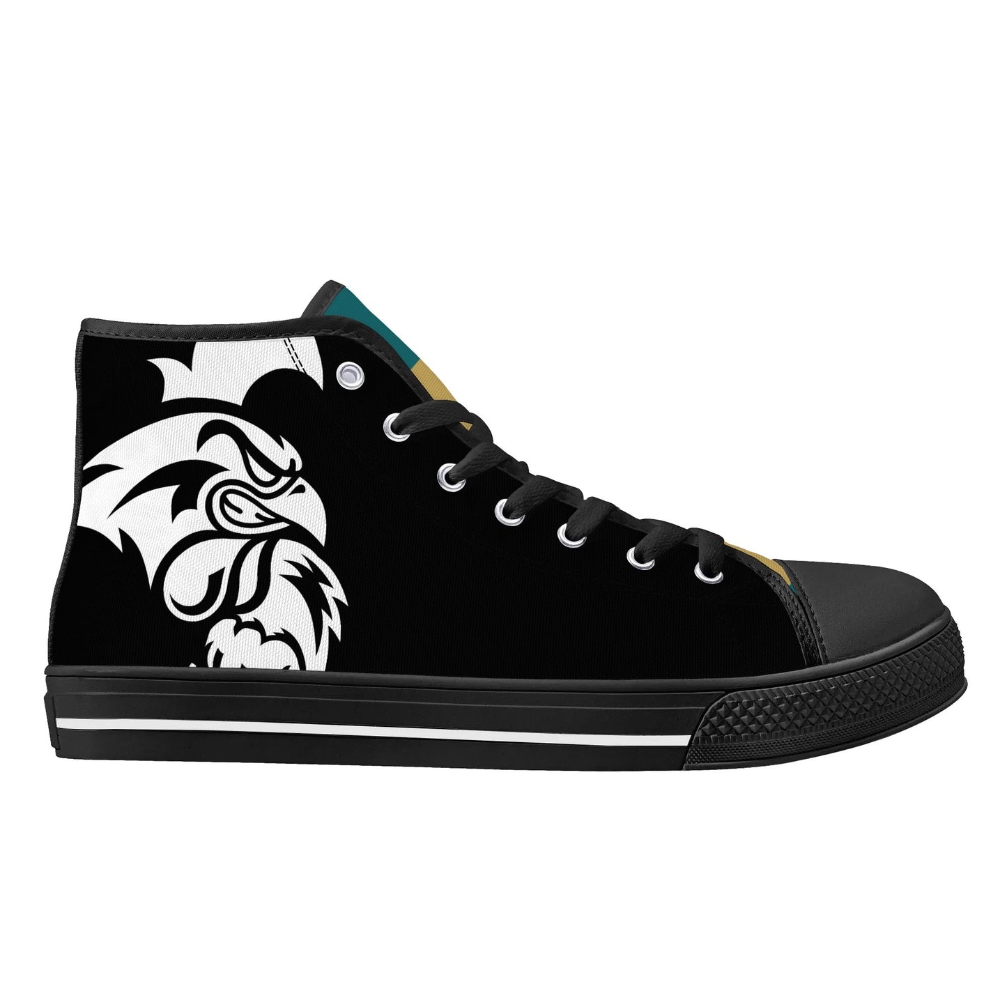 Coastal Carolina Chanticleers - BLACK - Mens High Top Canvas Shoes - Checkered Tongue