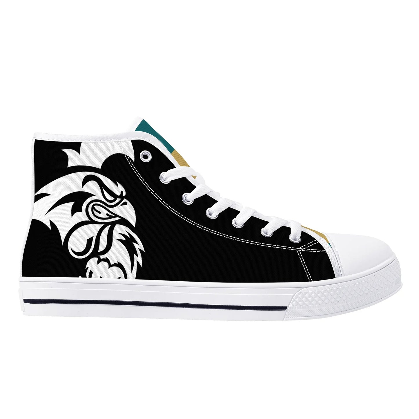 Coastal Carolina Chanticleers - BLACK - Mens High Top Canvas Shoes - Checkered Tongue