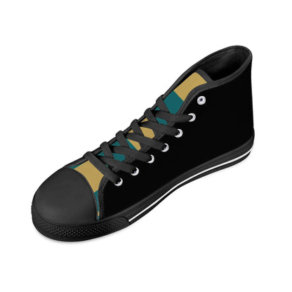 Coastal Carolina Chanticleers - BLACK - Mens High Top Canvas Shoes - Checkered Tongue