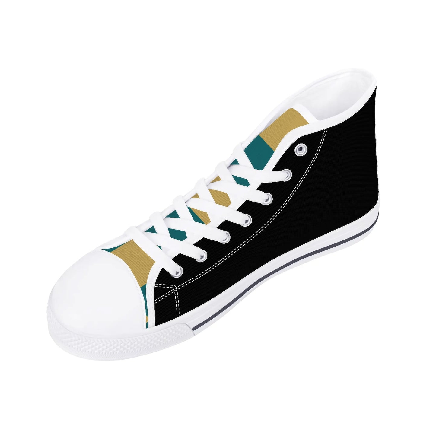 Coastal Carolina Chanticleers - BLACK - Mens High Top Canvas Shoes - Checkered Tongue