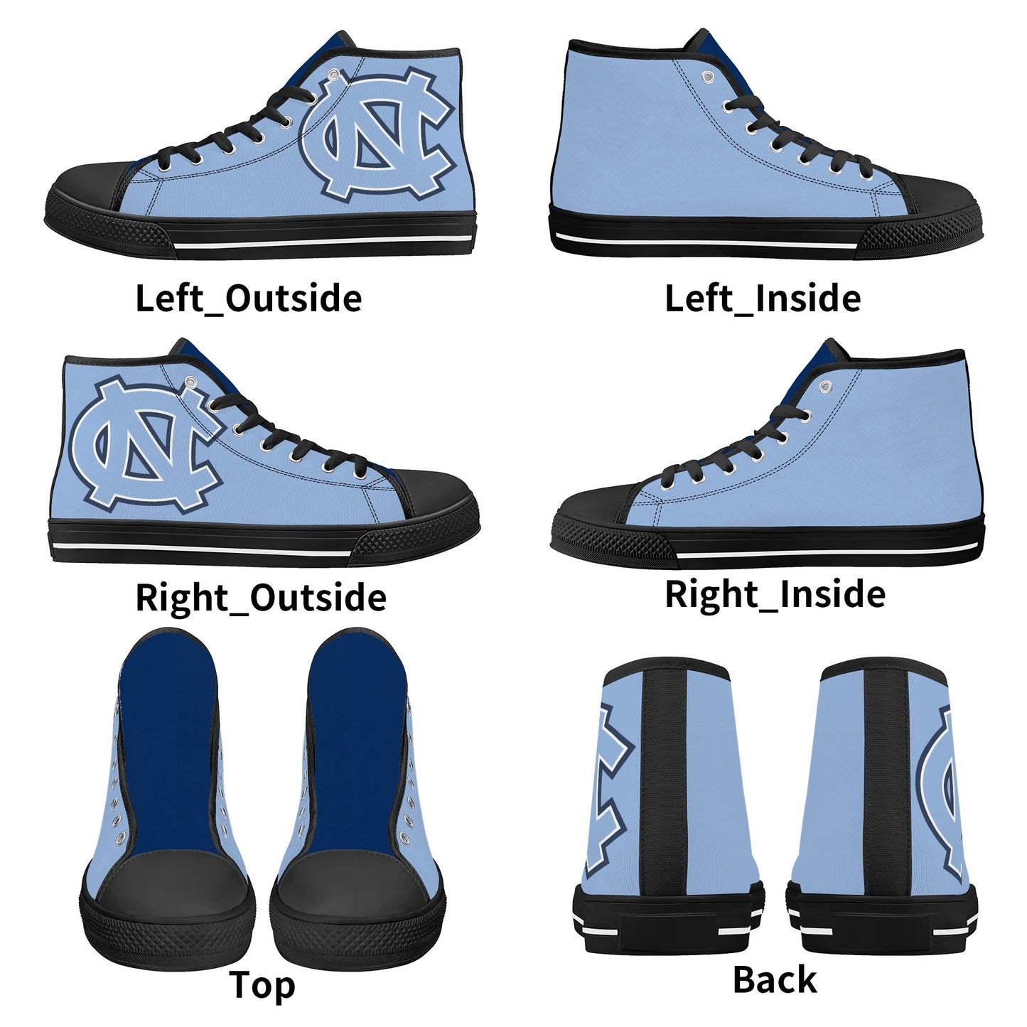 UNC Tarheels - Mens High Top Canvas Shoes