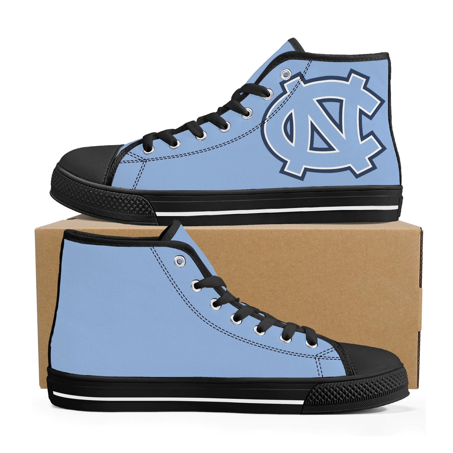 UNC Tarheels - Mens High Top Canvas Shoes - MONOCHROMATIC