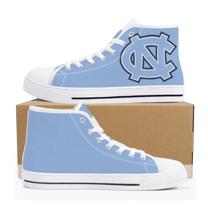 UNC TARHEELS - Mens High Top Canvas Shoes - Checkered Tongue