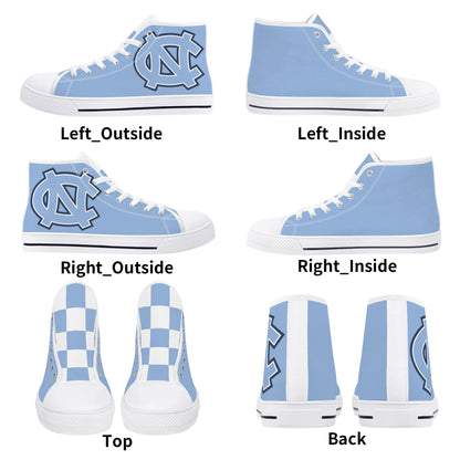 UNC TARHEELS - Mens High Top Canvas Shoes - Checkered Tongue