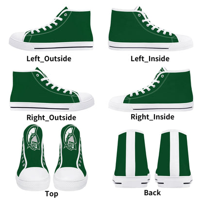 Michigan State Spartans - Mens High Top Canvas Shoes - Spartan Logo Tongue