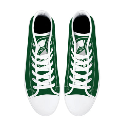 Michigan State Spartans - Mens High Top Canvas Shoes - Spartan Logo Tongue