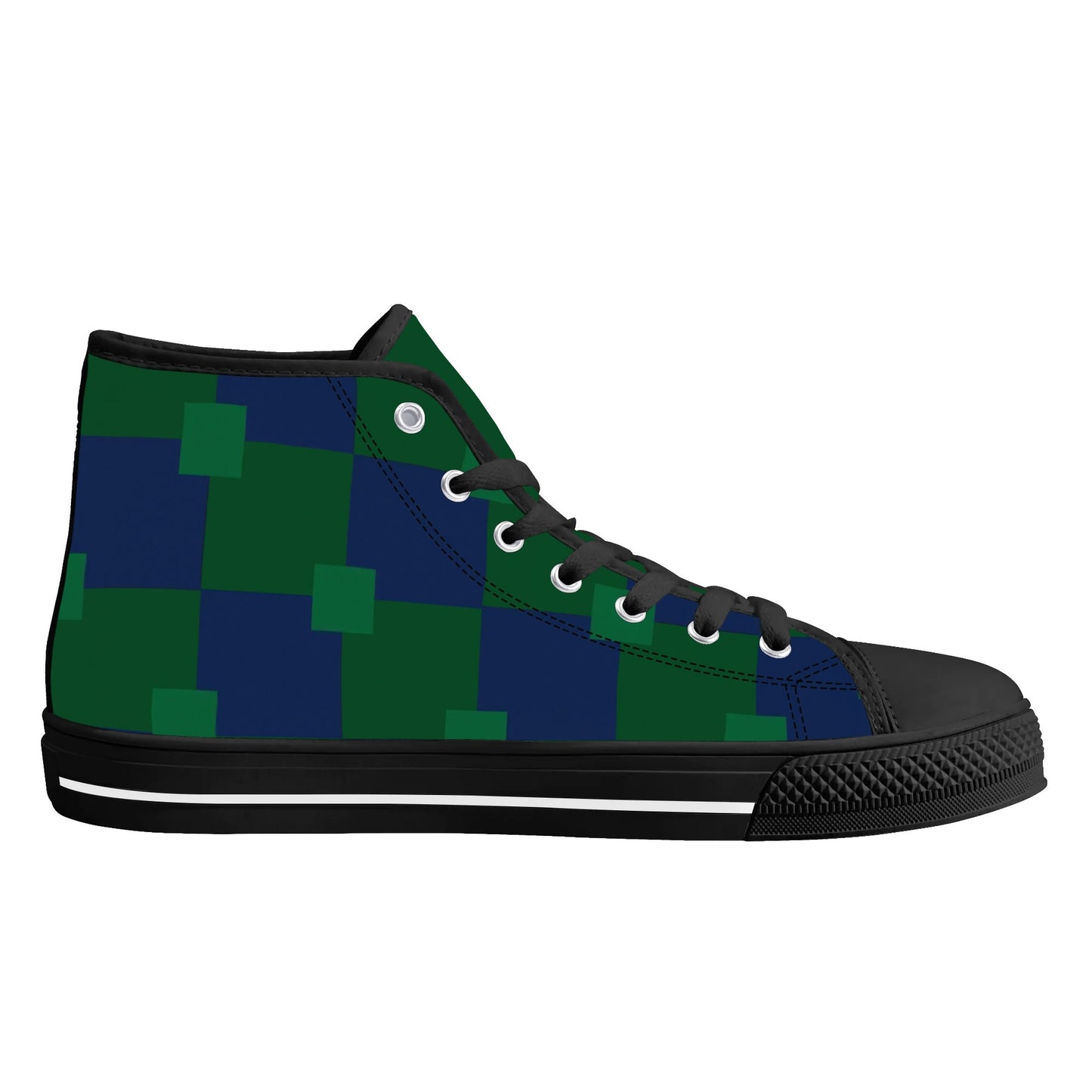 Notre Dame Checkered Pattern - Mens High Top Canvas Shoes -