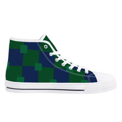 Notre Dame Checkered Pattern - Mens High Top Canvas Shoes -