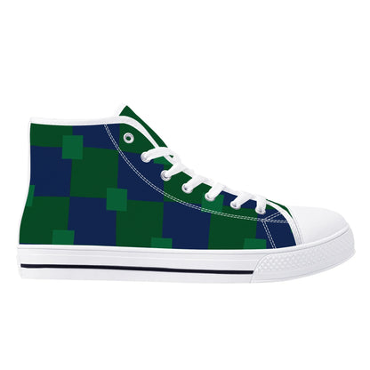 Notre Dame Checkered Pattern - Mens High Top Canvas Shoes -