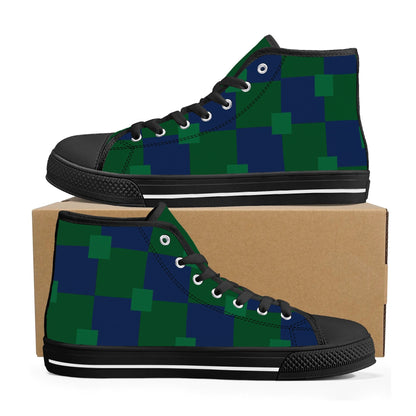 Notre Dame Checkered Pattern - Mens High Top Canvas Shoes -