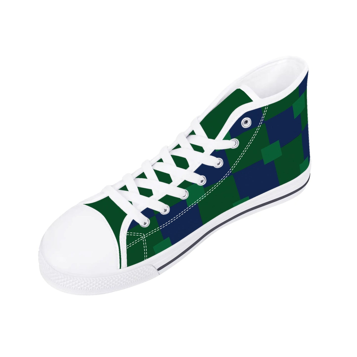 Notre Dame Checkered Pattern - Mens High Top Canvas Shoes -