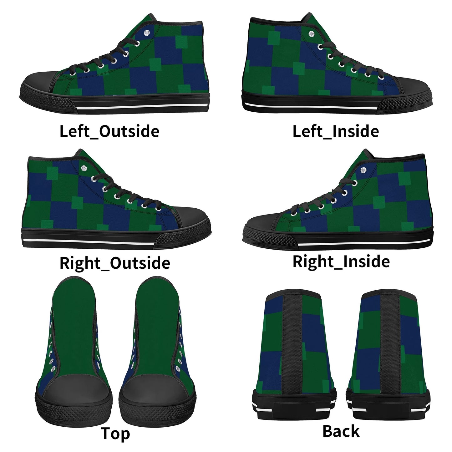 Notre Dame Checkered Pattern - Mens High Top Canvas Shoes -