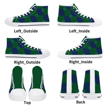 Notre Dame Checkered Pattern - Mens High Top Canvas Shoes -