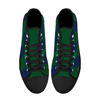 Notre Dame Checkered Pattern - Mens High Top Canvas Shoes -