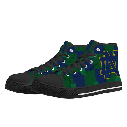 NOTRE DAME FIGHTING IRISH - CHECKERED - Mens High Top Canvas Shoes