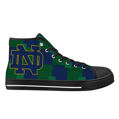 NOTRE DAME FIGHTING IRISH - CHECKERED - Mens High Top Canvas Shoes