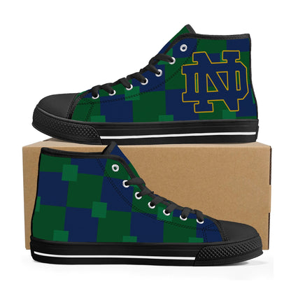 NOTRE DAME FIGHTING IRISH - CHECKERED - Mens High Top Canvas Shoes