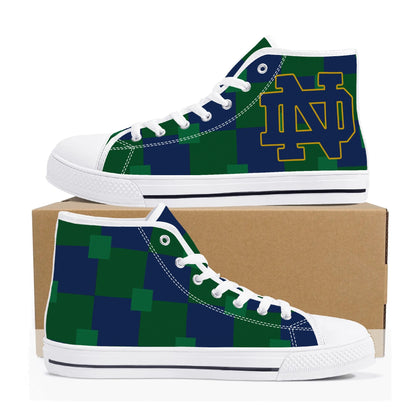 NOTRE DAME FIGHTING IRISH - CHECKERED - Mens High Top Canvas Shoes