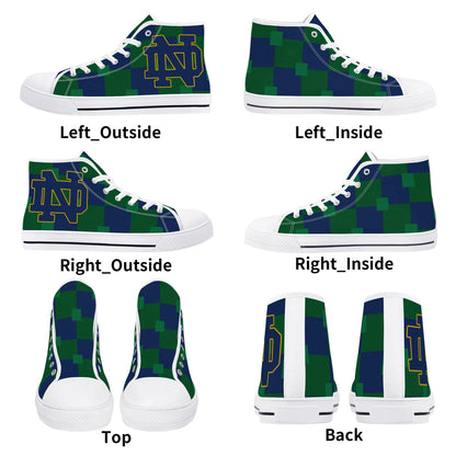 NOTRE DAME FIGHTING IRISH - CHECKERED - Mens High Top Canvas Shoes