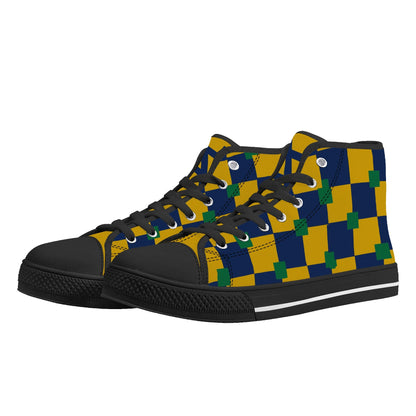 NOTRE DAME CHECKERED - TRI COLORED - Mens High Top Canvas Shoes