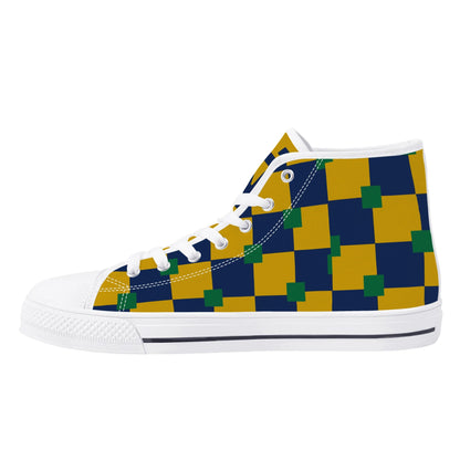 NOTRE DAME CHECKERED - TRI COLORED - Mens High Top Canvas Shoes