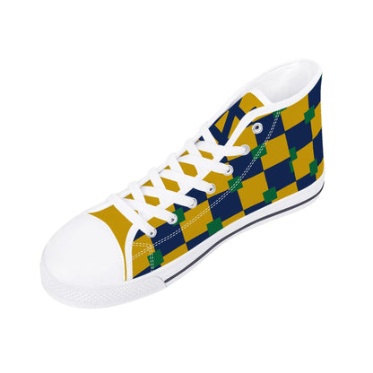 NOTRE DAME CHECKERED - TRI COLORED - Mens High Top Canvas Shoes