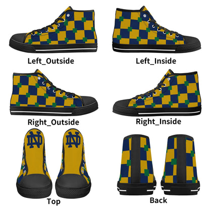 NOTRE DAME CHECKERED - TRI COLORED - Mens High Top Canvas Shoes