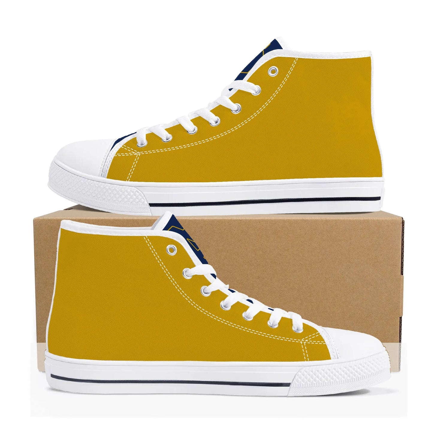 Notre Dame Gold - Mens High Top Canvas Shoes - Logo Tongue