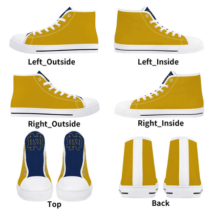 Notre Dame Gold - Mens High Top Canvas Shoes - Logo Tongue