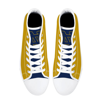 Notre Dame Gold - Mens High Top Canvas Shoes - Logo Tongue