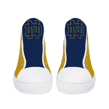 Notre Dame Gold - Mens High Top Canvas Shoes - Logo Tongue