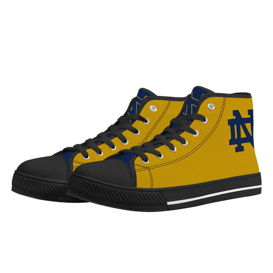 Notre Dame - Navy and Gold Mens High Top Canvas Shoes