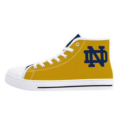 Notre Dame - Navy and Gold Mens High Top Canvas Shoes