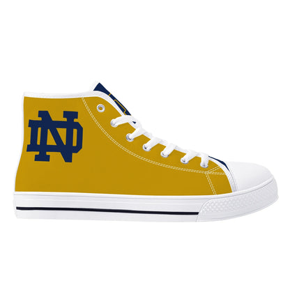 Notre Dame - Navy and Gold Mens High Top Canvas Shoes