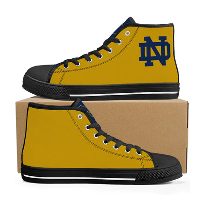 Notre Dame - Navy and Gold Mens High Top Canvas Shoes