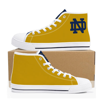 Notre Dame - Navy and Gold Mens High Top Canvas Shoes