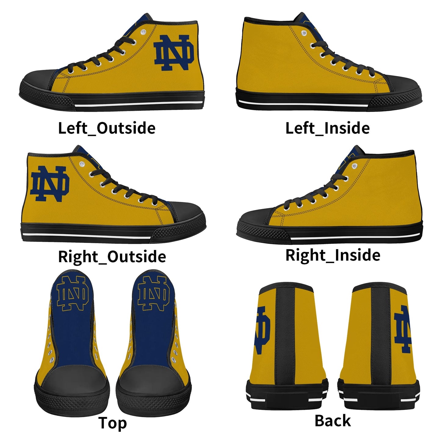 Notre Dame - Navy and Gold Mens High Top Canvas Shoes