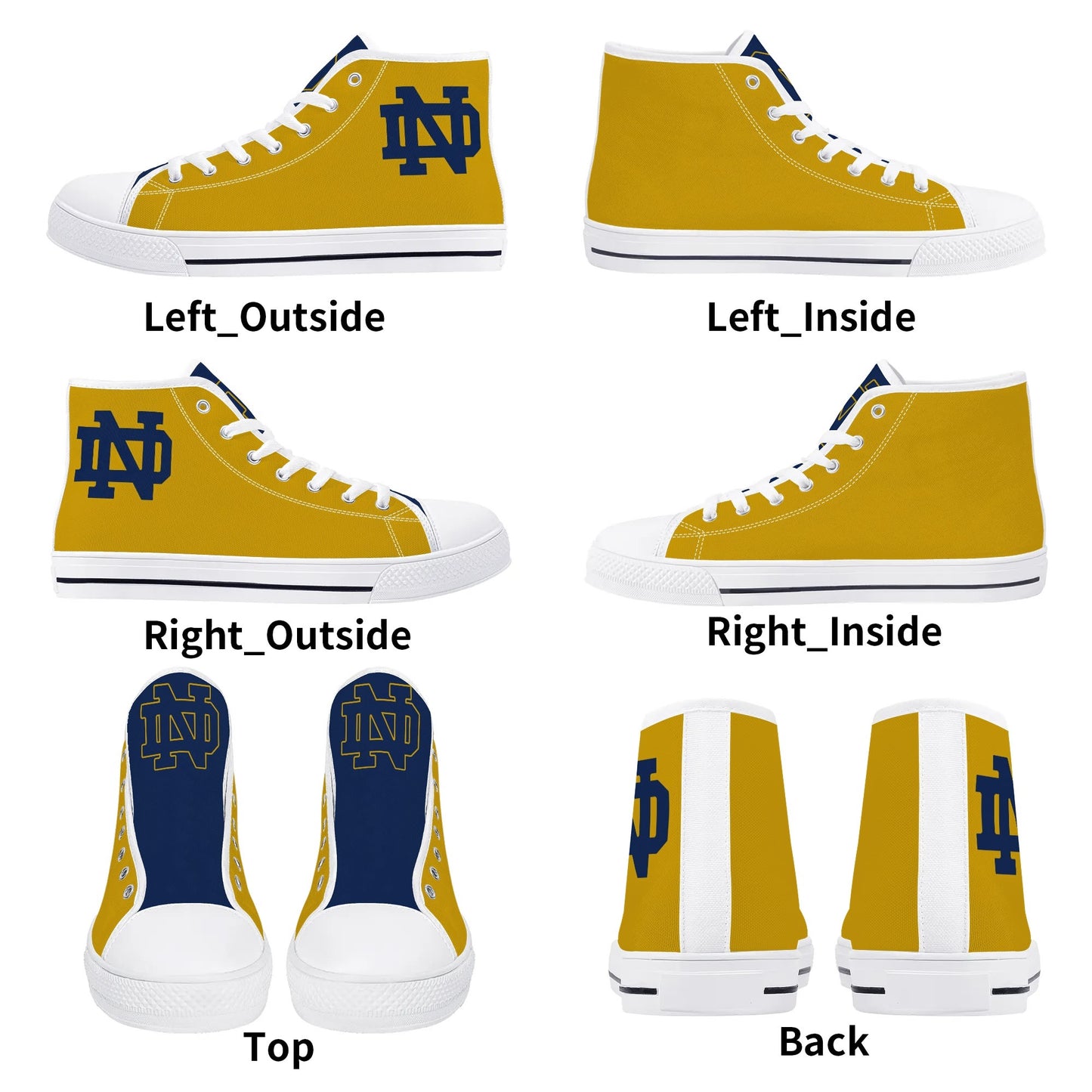 Notre Dame - Navy and Gold Mens High Top Canvas Shoes