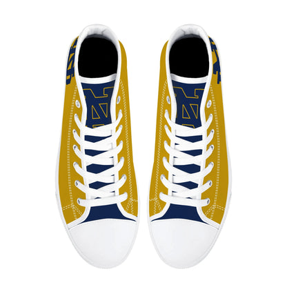 Notre Dame - Navy and Gold Mens High Top Canvas Shoes