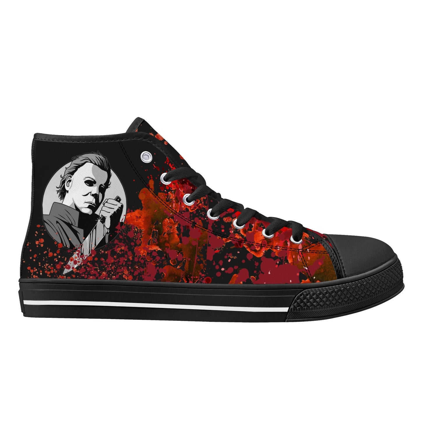 "Halloween" M. Myers -Mens High Top Canvas Shoes / Black and Red