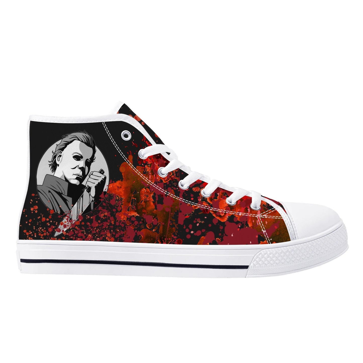 "Halloween" M. Myers -Mens High Top Canvas Shoes / Black and Red