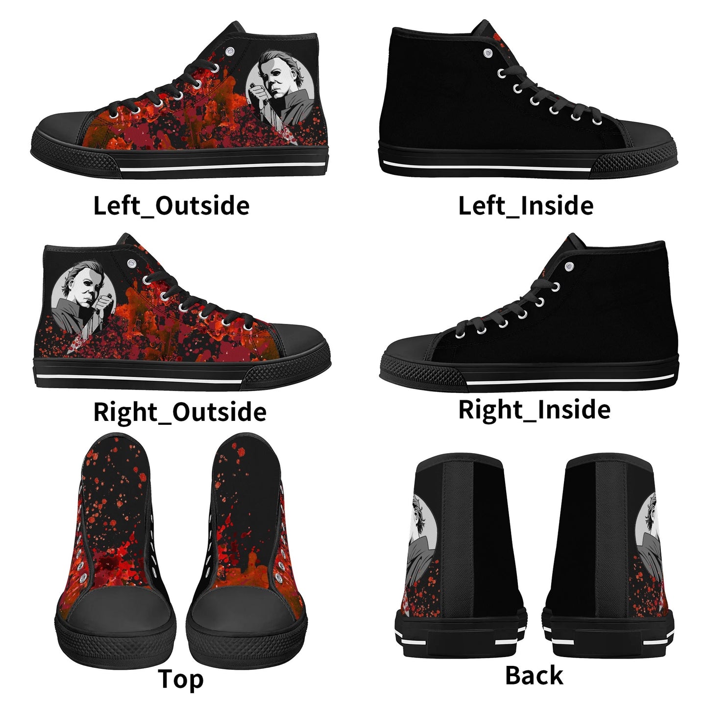 "Halloween" M. Myers -Mens High Top Canvas Shoes / Black and Red