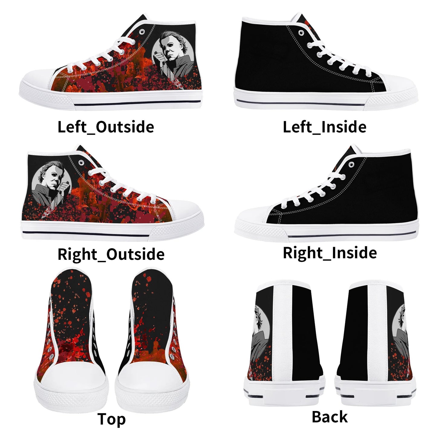 "Halloween" M. Myers -Mens High Top Canvas Shoes / Black and Red