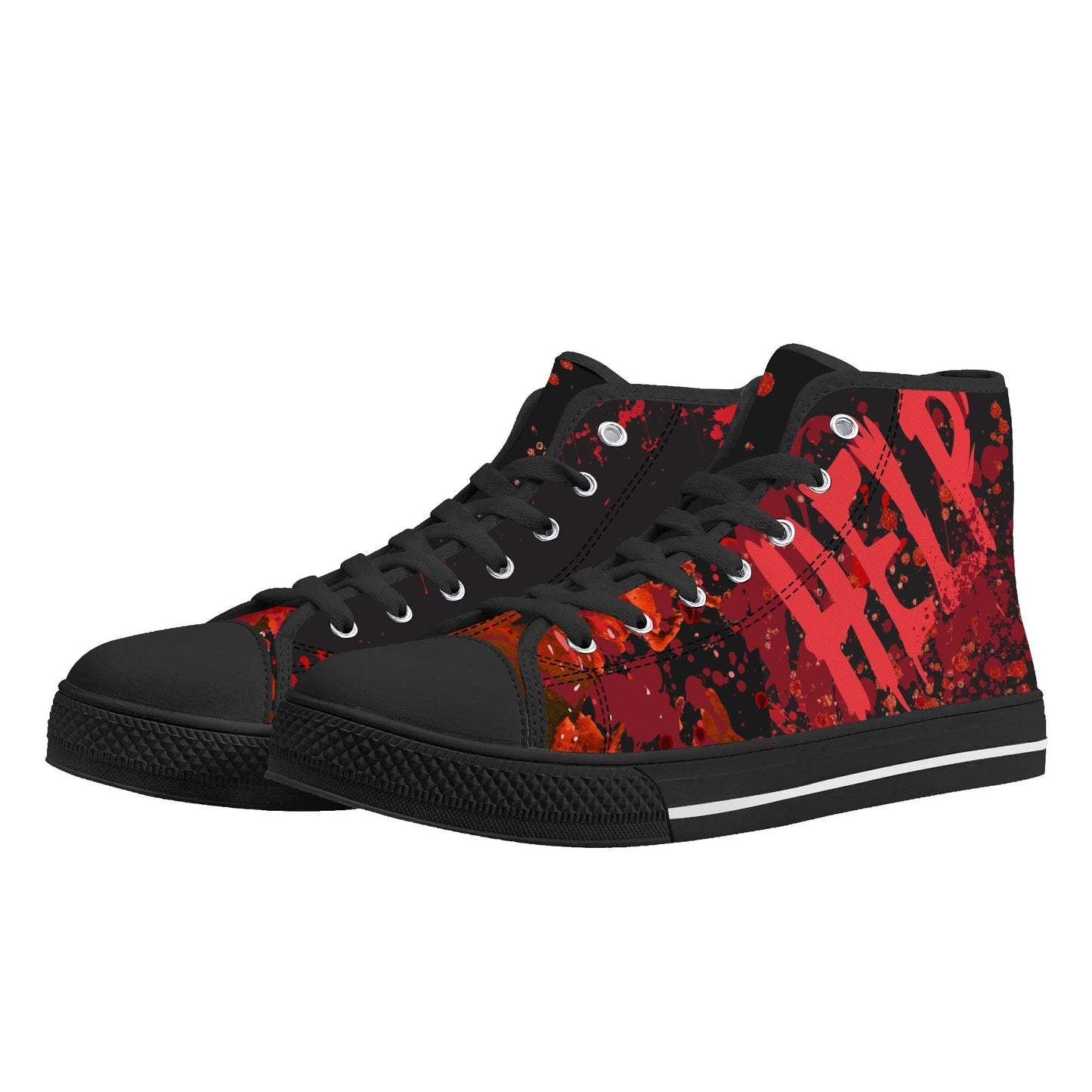 Creepy Halloween "HELP" Blood SplatterMens High Top Canvas Shoes